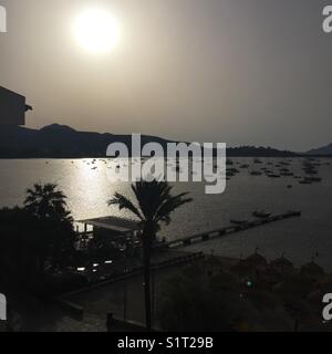 Sonnenaufgang in Puerto Pollensa, Mallorca Stockfoto