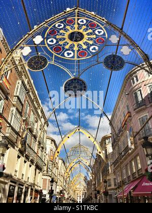 Malaga, Weihnachtsdekoration am Marques de Larios, Spanien Stockfoto