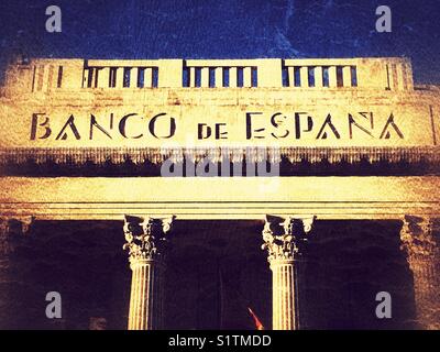 Banco de España, Logo auf dem Gebäude Stockfoto