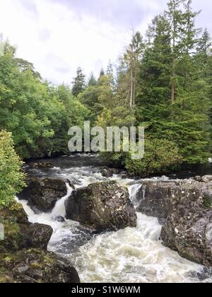 Blick auf den Fluss Llugwy in Wales in Betws y Coed Stockfoto