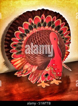 Vintage Papier ausklappbaren Thanksgiving Truthahn Dekoration Stockfoto