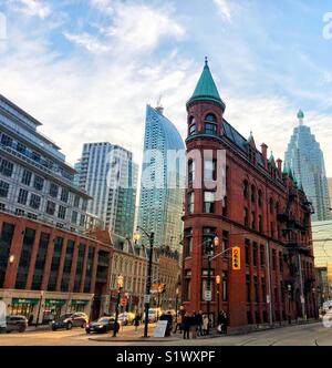 Toronto's Historic Gooderham Flatiron Building. Stockfoto