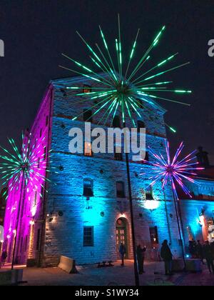 Toronto's jährliche Licht Festival am historischen Distillery District. Stockfoto