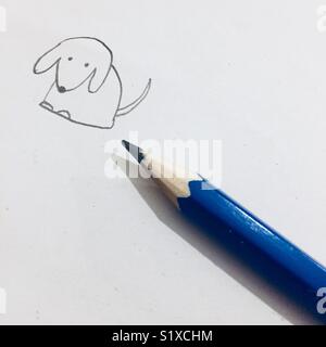 Bleistift Zeichnung eines kleinen Hund Stockfoto