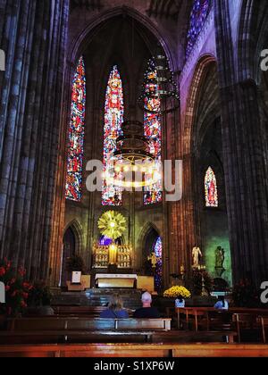 Innenansicht der außergewöhnlich schönen Sühneopfer Tempel (Templo Expiatorio del Santísimo Sacramento) in Guadalajara, Mexiko. Stockfoto