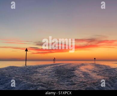 Der Bootsfahrt bei Sonnenuntergang in Hernando Beach, Florida Stockfoto