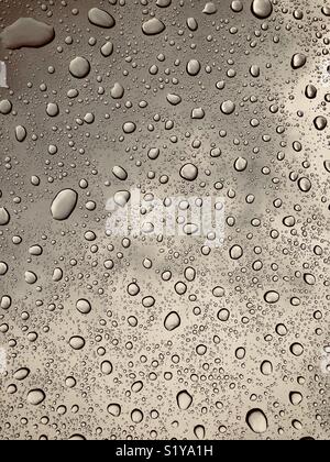 Wassertropfen auf ein durchsichtiges Fenster Stockfoto