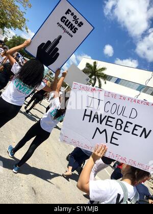 Miami Beach Florida" März für unser Leben." März 24, 2018 Protest nach Parkland, Florida School Shootings. Stockfoto