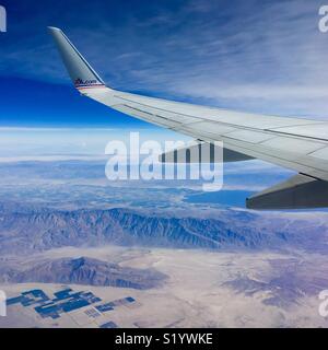 Flug über die Wüste von Los Angeles nach Mexiko City auf einem American Airlines Flug Stockfoto