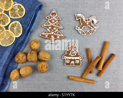 Lebkuchen Cookies Weihnachtsdekoration Stockfoto