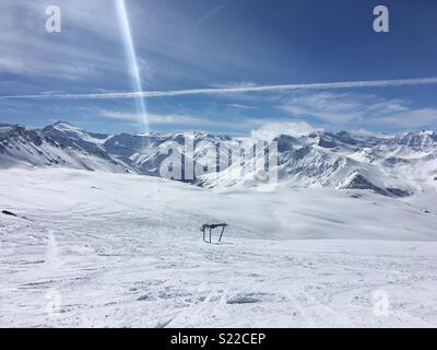 Skifahren in Val d'Isere Stockfoto