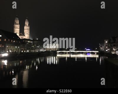 Zürich Nacht Stockfoto