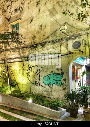 Street Art in einer Gasse in Penang, Malaysia. Stockfoto