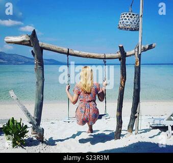 Gili Air swing Ziele Stockfoto