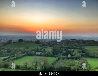 Die Sonne über Somerset. Stockfoto