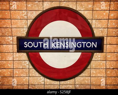 South Kensington U-Schild Stockfoto