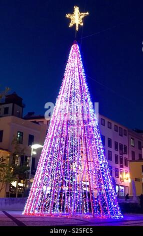 Weihnachtsbeleuchtung in Funchal, Madeira Stockfoto