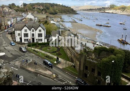 Blick von Conwy Castle Stockfoto