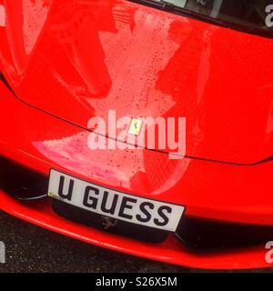 Ferrari 458 Italia mit prunkvollen personalisiert Nummernschild, Wan Chai, Hong Kong Stockfoto