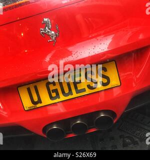 Ferrari 458 Italia mit prunkvollen personalisiert Nummernschild, Wan Chai, Hong Kong Stockfoto