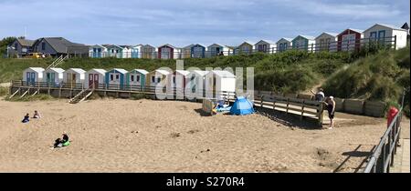 Holzhütten am Bude Stockfoto