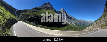 Haarnadelkurve auf der Trollstigen Pass, Norwegen Stockfoto