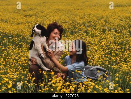 Spaß in der buttercup Felder Stockfoto