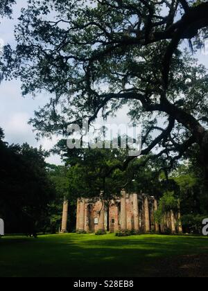 Das Sheldon Kirchenruine in Harrisburg, South Carolina. Stockfoto