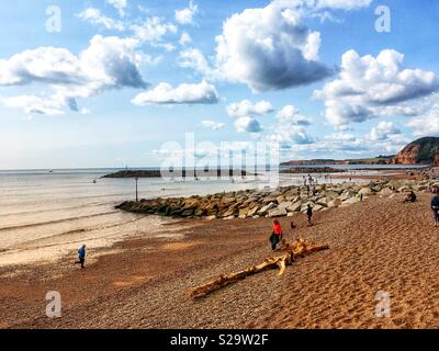 Sidmouth Strand in Devon, England am 25. August 2018 Stockfoto