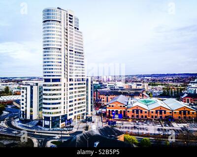 Anzeigen von Bridgewater in Leeds City Centre Stockfoto