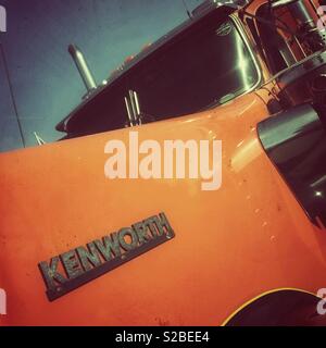 1970s Era Kenworth Semi Truck cab ein Amerikanisches Design Stockfoto