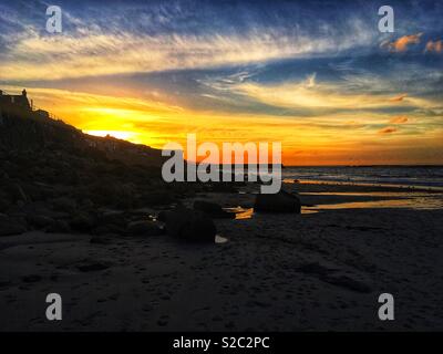 Sennen Cove Cornwall Sonnenuntergang Stockfoto