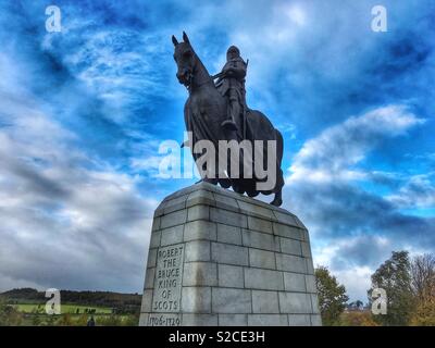 Reise zurück in die Szene von einer der größten Schottland schlachten" die Schlacht von Bannockburn", wo Schottische König Robert the Bruce englische Truppen gegen alle Widrigkeiten in 1314 besiegt. Stockfoto