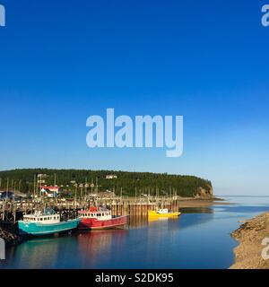 Bunte Boote in Alma New Brunswick Kanada Stockfoto