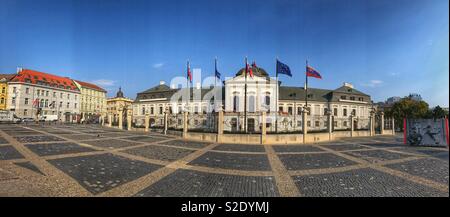 Palais Grassalkovich, das Weiße Haus, der Slowakei, der offizielle Sitz des Präsidenten. Stockfoto