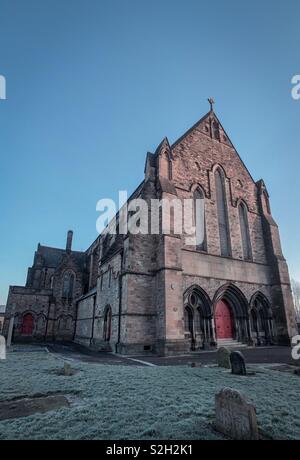 Govan alte Pfarrkirche an einem frostigen Morgen. Glasgow. Schottland. UK. Stockfoto