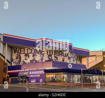 Das Ibrox Stadium, Heimat der Rangers Football Club. Glasgow. Schottland, Großbritannien. Stockfoto