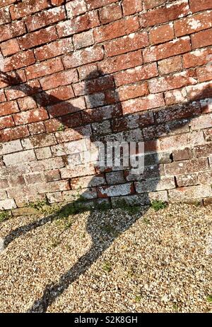 Child's Schatten an der Wand und Kies weg Stockfoto