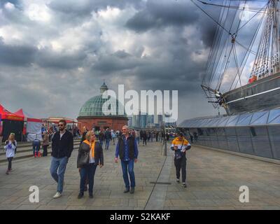 Das Curry Sark, eine britische Clipper Ship in Greenwich London am 30. März 2019 angedockt Stockfoto