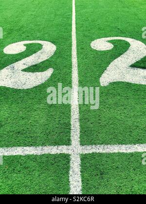 22 m touch Line auf der künstlichen Oberfläche Rugby Pitch, USA Stockfoto