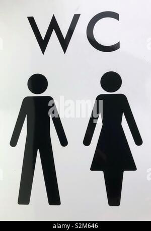 Zeichen für Damen und Herren Toiletten Stockfoto