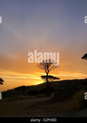 Bezaubernden Sonnenuntergang hinter den Bergen im Libanon Naher Osten Stockfoto