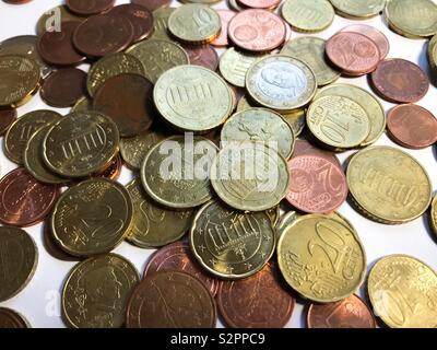 Haufen gemischt Euro-Münzen Stockfoto