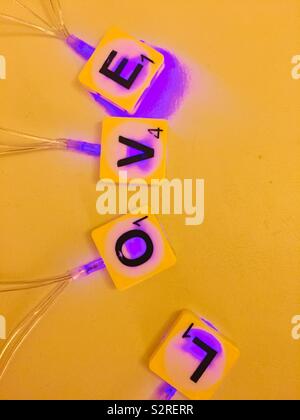 Liebe fairy scrabble Lichter lebendige warme Stockfoto