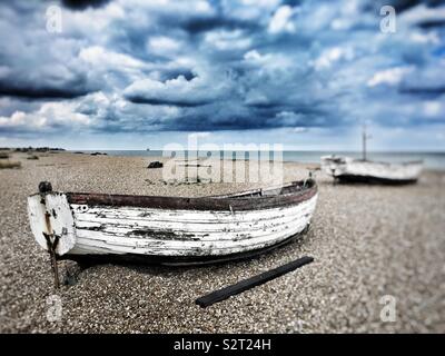 Vintage Holz Fischerboote Aldeburgh Suffolk UK Stockfoto