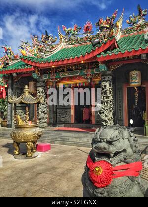 Die Hong San Si Tempel, Waterfront Main Bazaar, Kuching, Sarawak, Malaysia Stockfoto