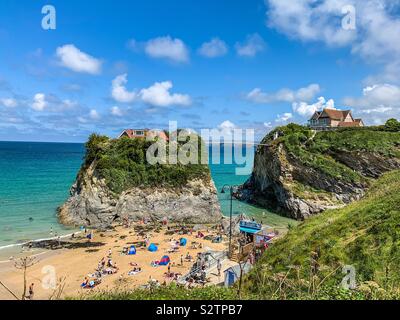 Haus im Meer auf den Towan Island Beach in Newquay Cornwall Stockfoto