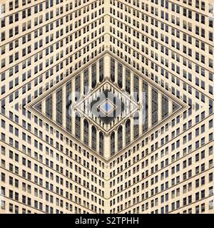Ein abstraktes Muster aus dem Fenster auf die Stadt Gebäude erstellt Stockfoto