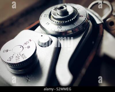 Klassische analoge Kamera Metall details Stockfoto