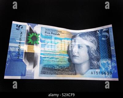 5 Pound Schottische pound Bank Note mit Nan Hirte Stockfoto